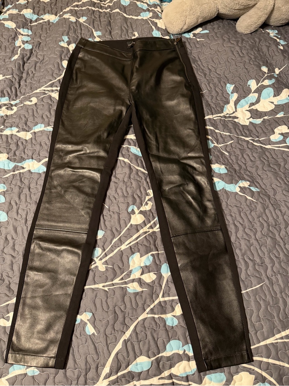 Black Faux Leather Skinny Pants with Stretch Side Panels Buttery soft